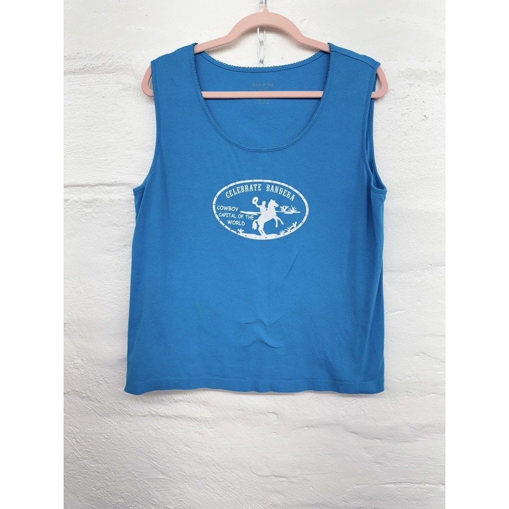 Vintage White Stag Tank Women's XXL Custom Bandera Texas Cowboy Capital Sparkle